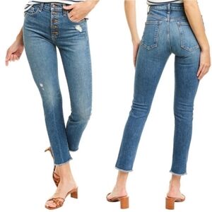 Veronica Beard Faye 11” Skinny Jean High Rise Frayed Hem Terrain Denim